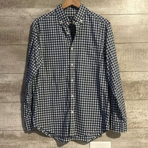 LN Vineyard Vines Classic Fit Tucker Navy/White Plaid Button Up Shirt sz. M
